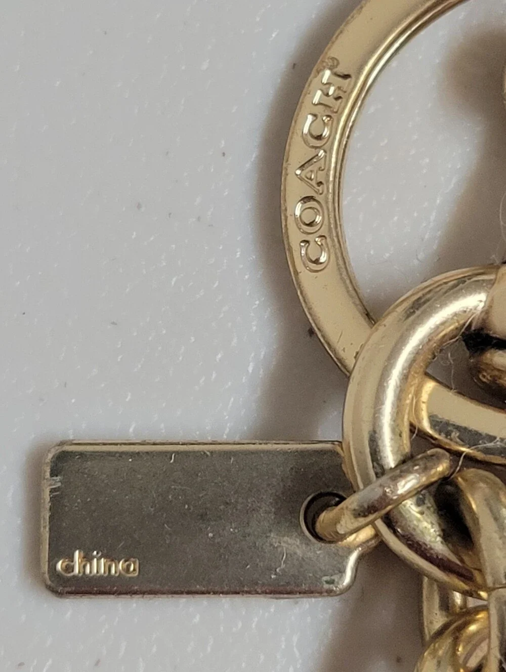 Coach Signature C Logo Pink Tea Rose Flower Bag Charm Keychain Goldtone.